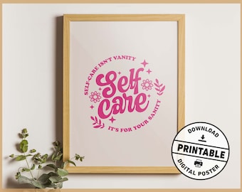 Trendy Retro Self Care Mental Health Printable Aesthetic Wall Art Poster for Office or Home Decor