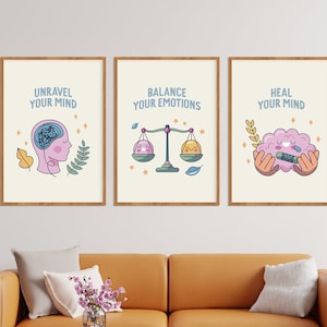 Therapy Office Decor, Set of 3, Mental Health, Printable Poster, Healing, Emotions, CBT Prints ...