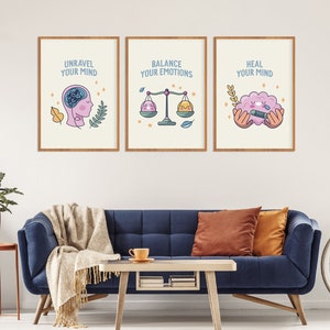 Therapy Office Decor, Set of 3, Mental Health, Printable Poster, Healing, Emotions, CBT Prints ...