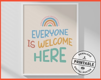 Everyone Is Welcome Here, Printable, Poster, Therapy, Counseling, Office Decor, Wall Art