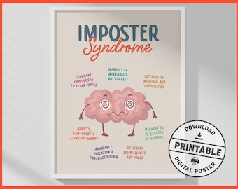 Imposter Syndrome, Printable Poster, Mental Health Print, Counseling Room Decor, Psychologist, Therapist Office Wall Art, Digital Download