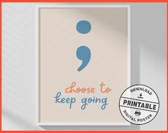 Decoración de la oficina de terapia, seguir adelante, cartel imprimible de salud mental, terapia, asesoramiento, decoración de la oficina, cartel inspirador