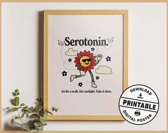 Trendy Retro Serotonin Positive Mental Health Printable Aesthetic Wall Art Poster for Office or Home Decor