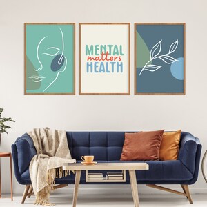 Therapy Office Decor, Printable Poster, Mental Health Matters, Set of 3, Counseling Office Wall ...