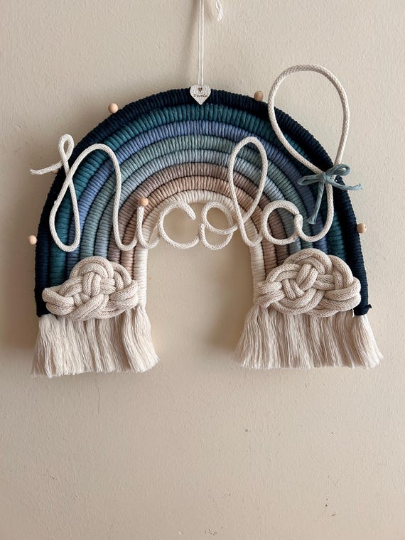 Decorazioni Macramè Arcobaleno - 3 Pezzi Appendi Parete Con Perline Legno Per Camera Bambini - Foto 2