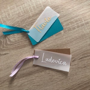 Tarjeta de marcador de posición con nombre, bautismo, boda