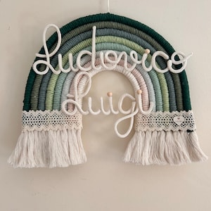 Arcobaleno Macramè con nome tricotin da appendere nursery room