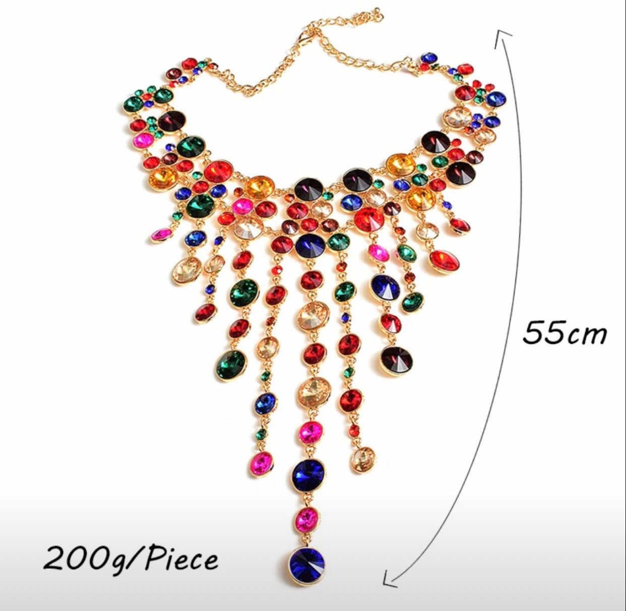 Multi color rhinestone necklace rhinestone necklace set Etsy