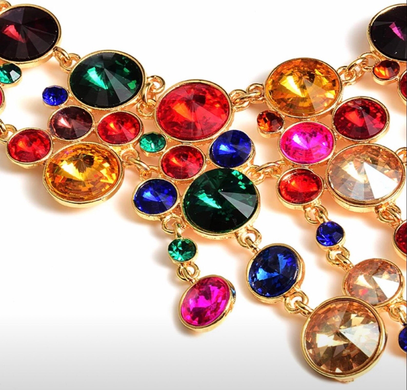 Multi color rhinestone necklace rhinestone necklace set Etsy