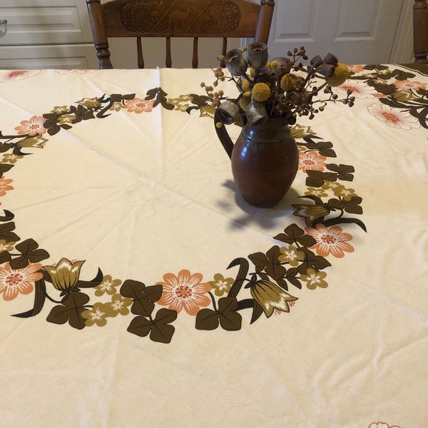 Vintage beautiful handmade round tablecloth