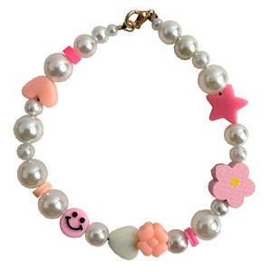 y2k beaded necklace/beaded anklet or bracelet - blue/pink/purple