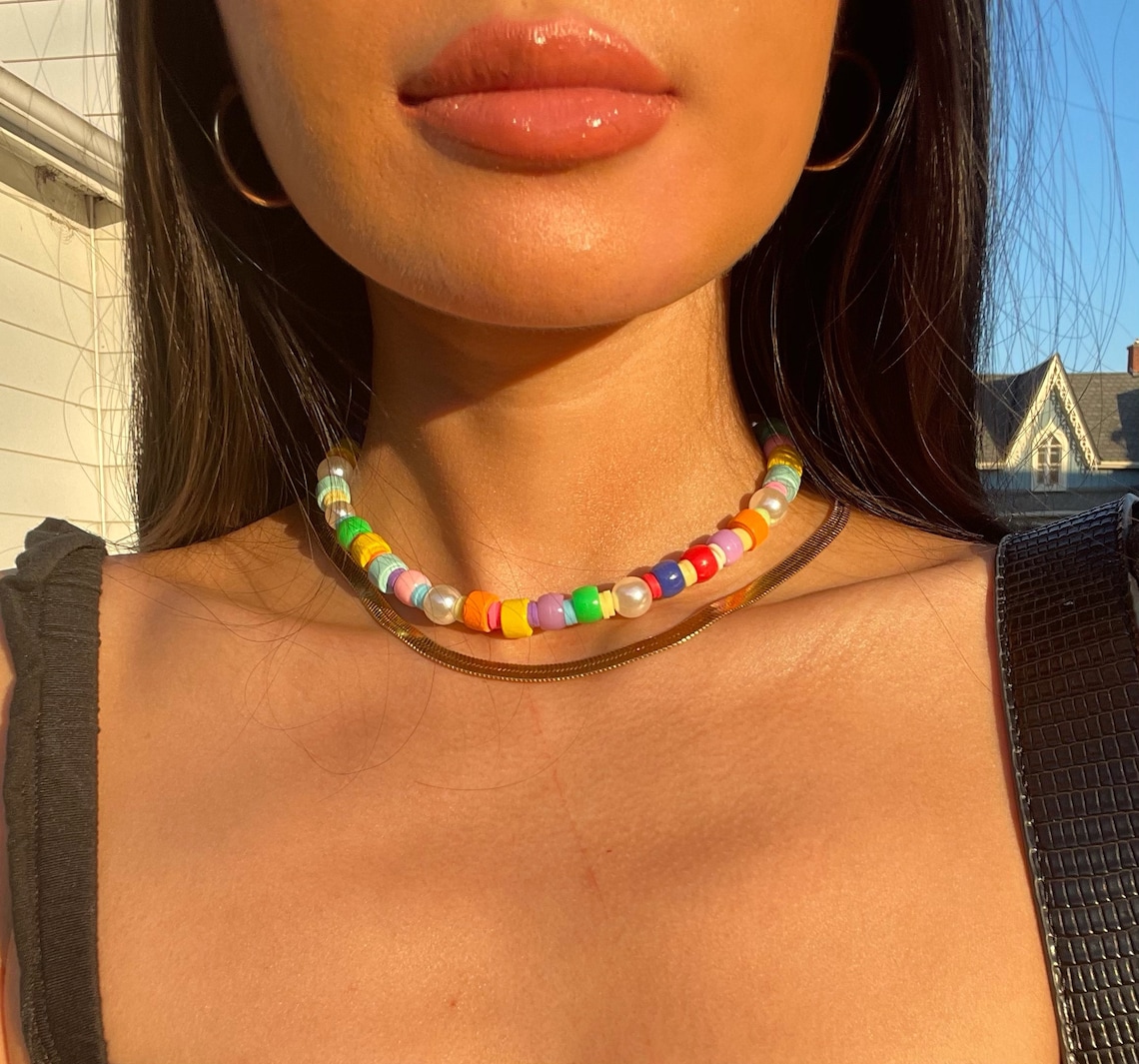 Y2k Beaded Necklace/colorful Beads/beaded Necklace Amazonian Etsy UK