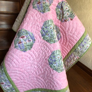 Pink snuggle throw or crib quilt