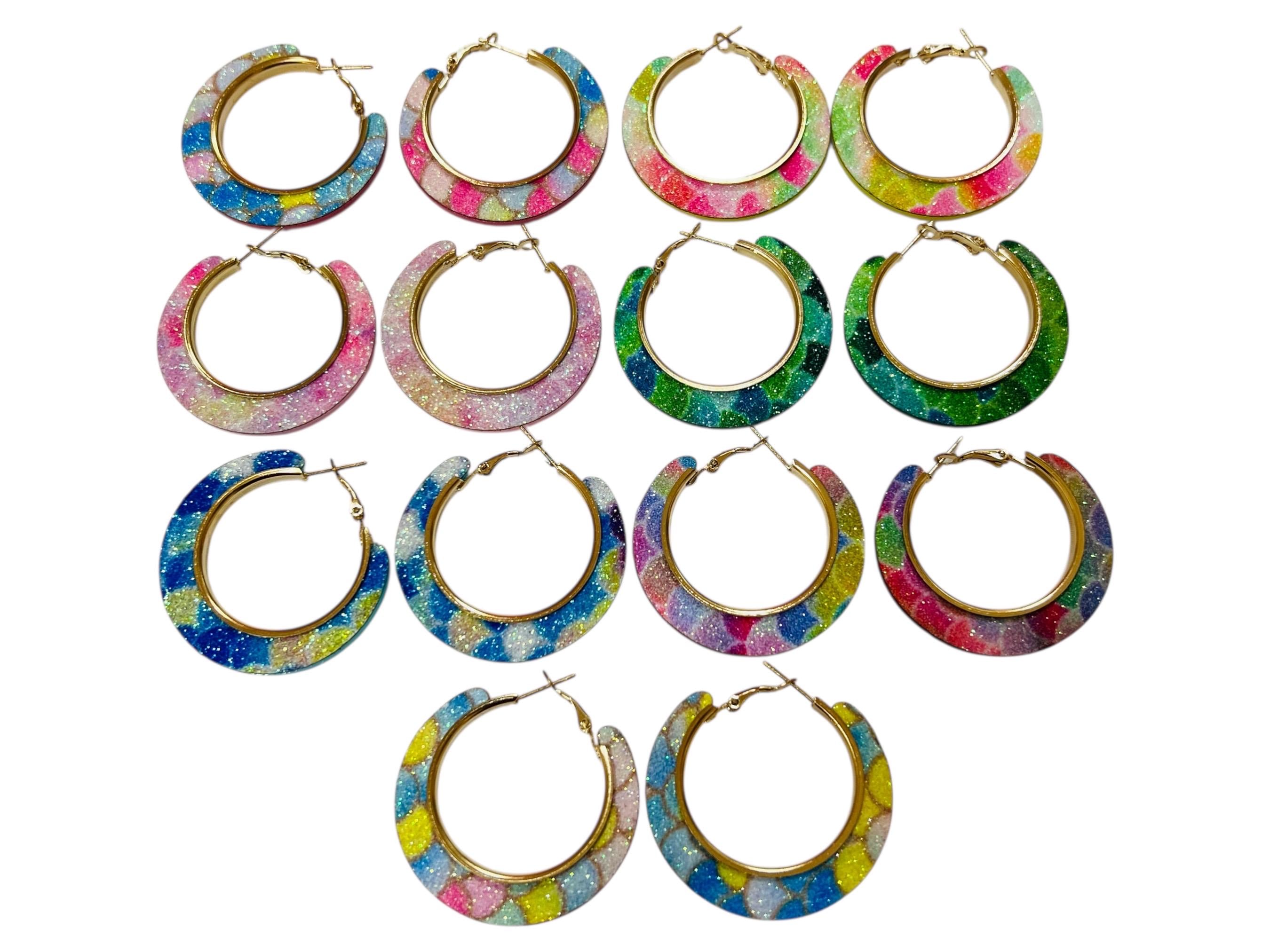 Glitter Acrylic Hoop Earrings: Gold Core Resin Statement Jewelry - Etsy, image size:2700x2025