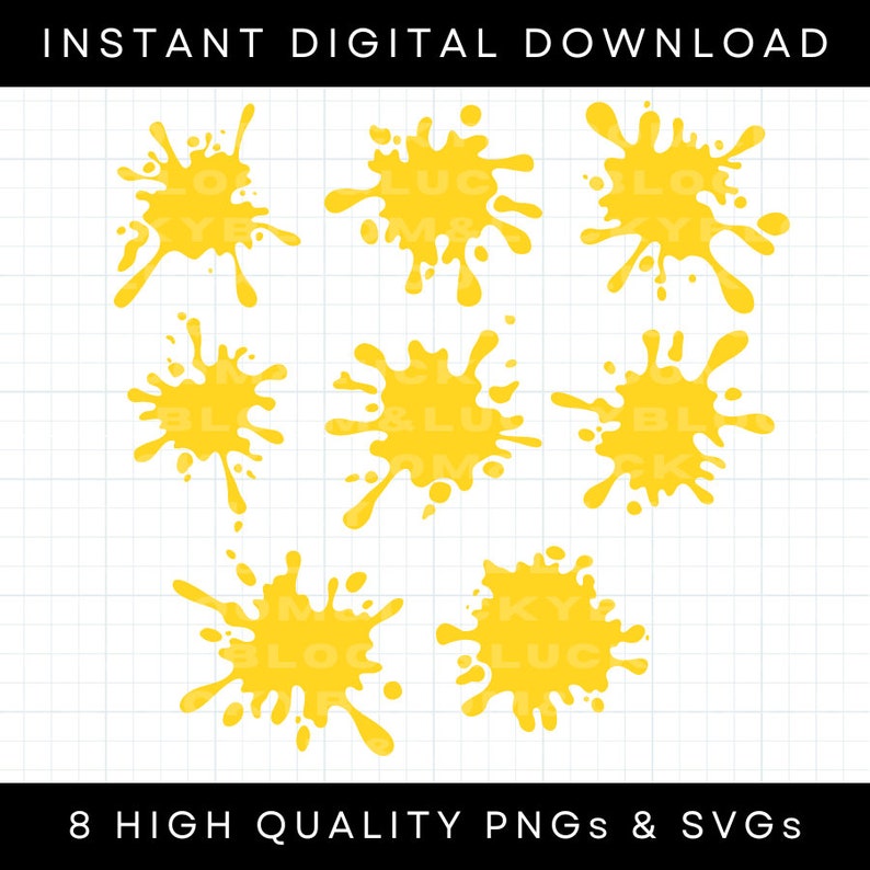 Paint Splatter SVG Bundle Yellow Paint Splat SVG Vector Clipart