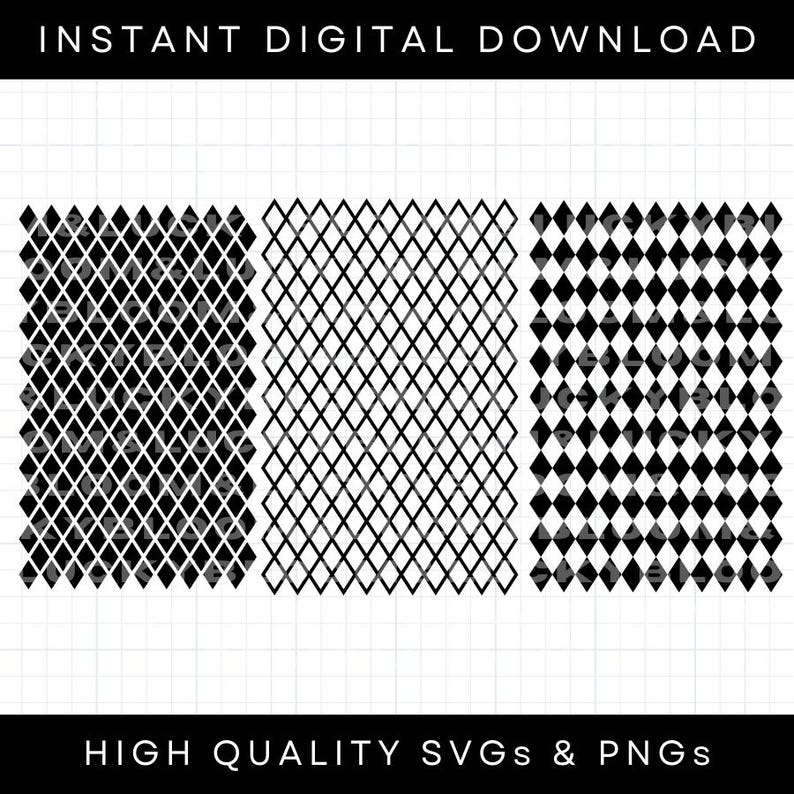 Diamond Pattern SVG Bundle Black Checkered Diamond Pattern Png SVG Cut ...