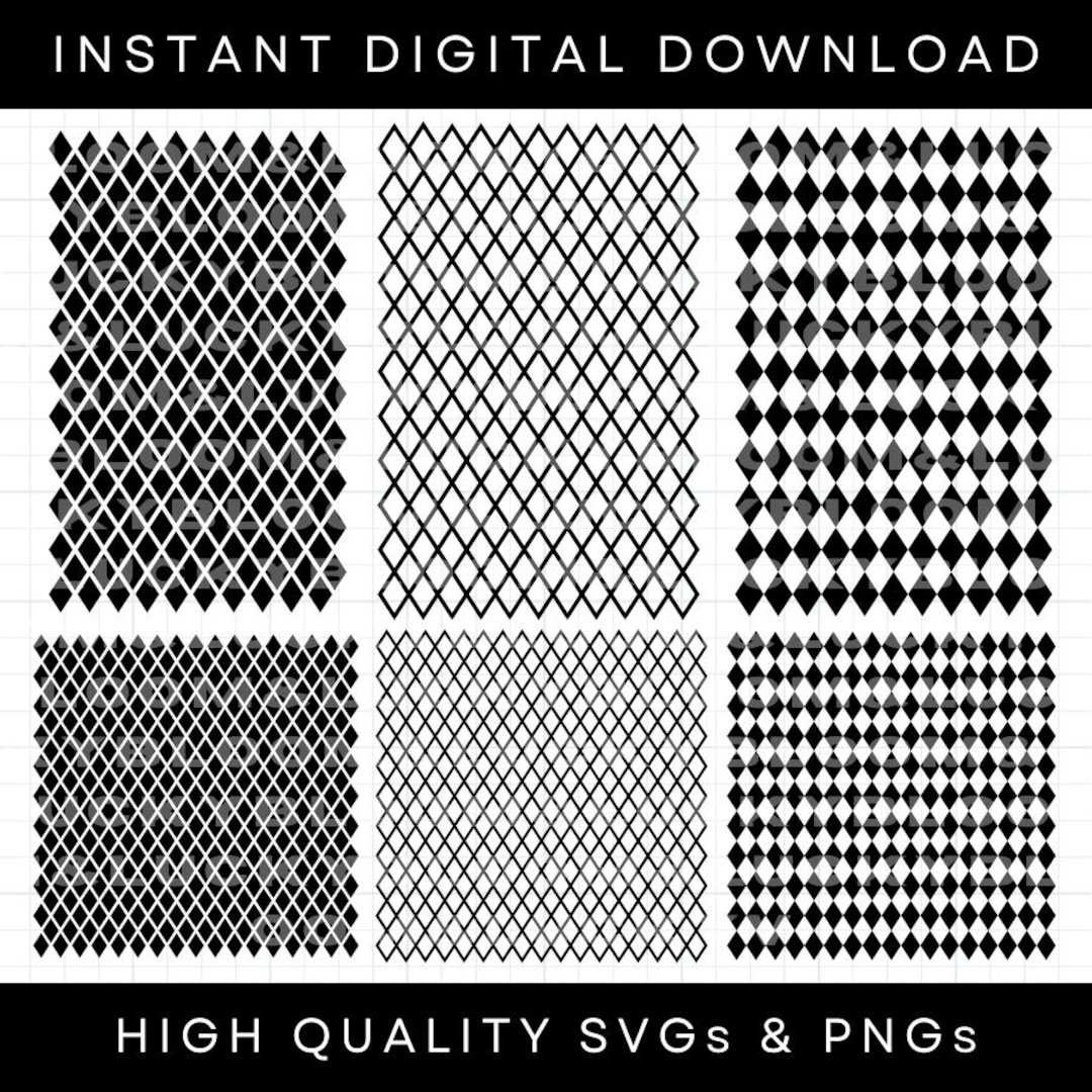 Diamond Pattern SVG Bundle Black Checkered Diamond Pattern Png SVG Cut ...