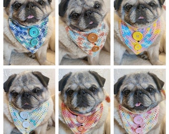 Handcrafted colourful crochet dog/cat bandana.  A stylish handmade pet accessory made of soft yarn. A lovely gift idea for a furbaby.