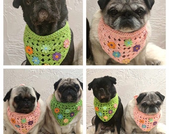 Handcrafted crochet dog/cat bandana.  A stylish and elegant handmade pet accessory made of soft yarn. A lovely gift idea for a furbaby.