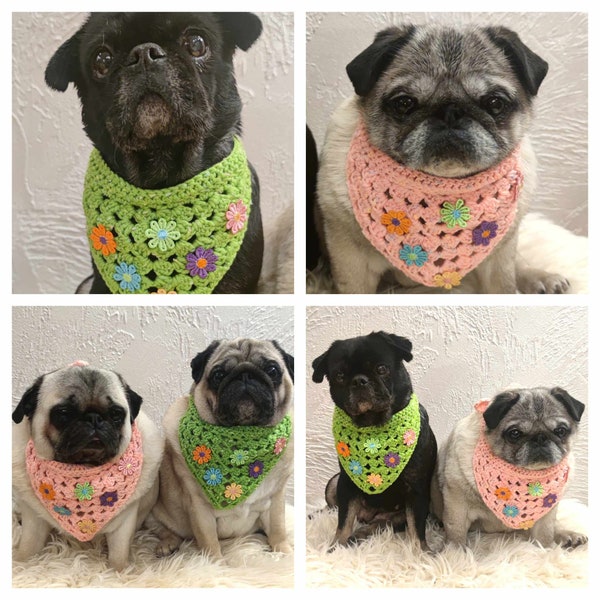 Handcrafted crochet dog/cat bandana.  A stylish and elegant handmade pet accessory made of soft yarn. A lovely gift idea for a furbaby.