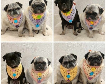 Handcrafted crochet dog/cat bandana.  A stylish and elegant handmade pet accessory made of soft yarn. A lovely gift idea for a furbaby.