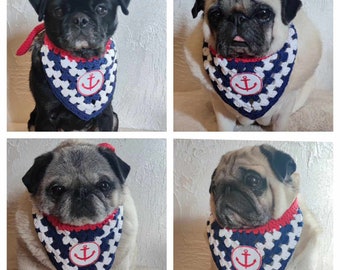 Handcrafted crochet dog/cat bandana.  A stylish and elegant handmade pet accessory made of soft yarn. A lovely gift idea for a furbaby.