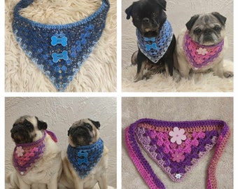 Handcrafted crochet dog/cat bandana.  A stylish and elegant handmade pet accessory made of soft yarn. A lovely gift idea for a furbaby.