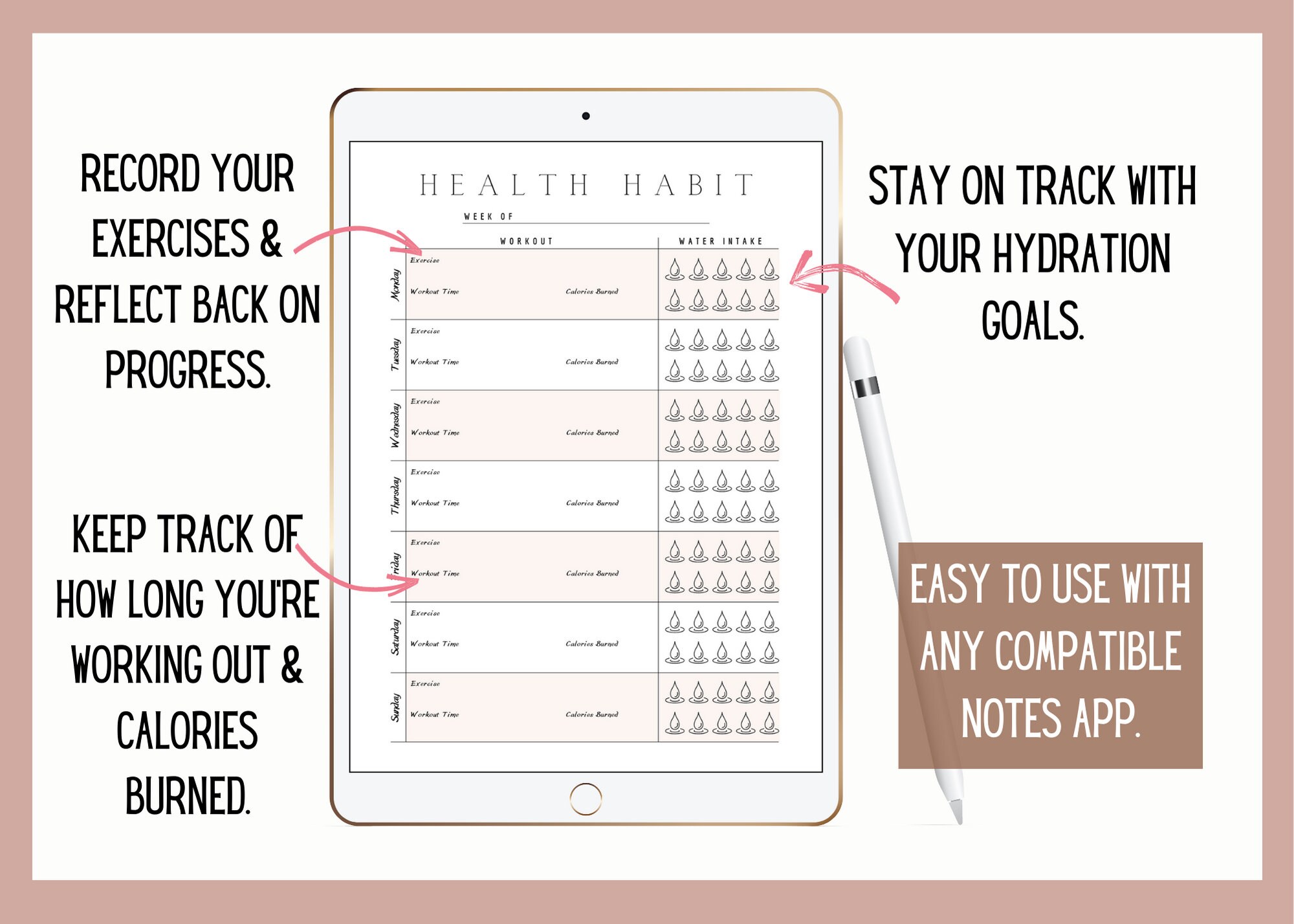 Health Tracker Printable Planner Motivation and Goals | Etsy