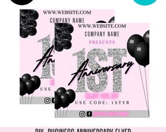 Folleto de bricolaje para redes sociales: aniversario empresarial, folleto de aniversario prefabricado, folleto de aniversario editable