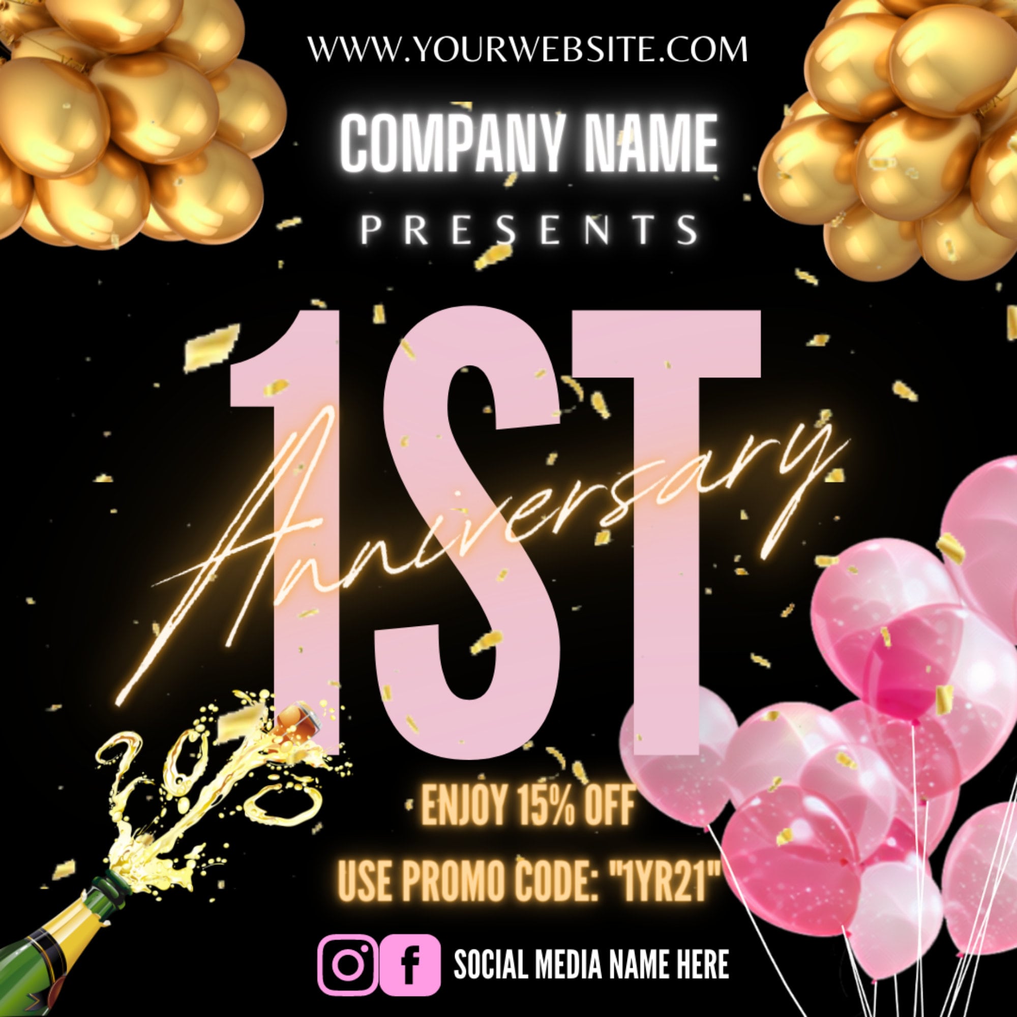 DIY Social Media Flyer Business Anniversary, Premade Anniversary Flyer DIY Social Media Flyer Business Anniversary, Premade Anniversary Flyer