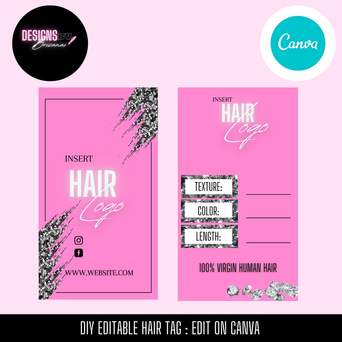 DIY Editable Hair Tag, Hair Extensions Tag Etsy