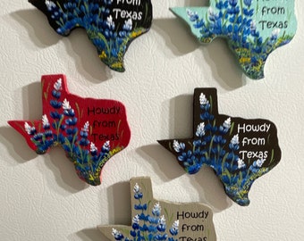 3.5" Texas with Bluebonnets Magnets in 5 Colors
