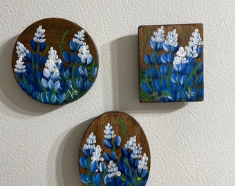 Hand Painted Texas Bluebonnet Magnets