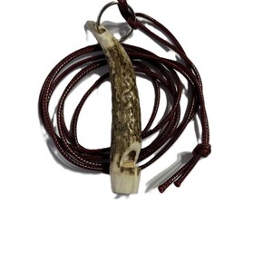 Stag Antler Key Ring / Whistle With Red Lanyard