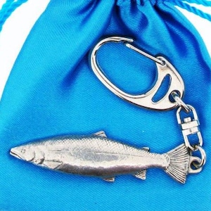 Salmon Key Ring Handcrafted from Solid Pewter In the UK