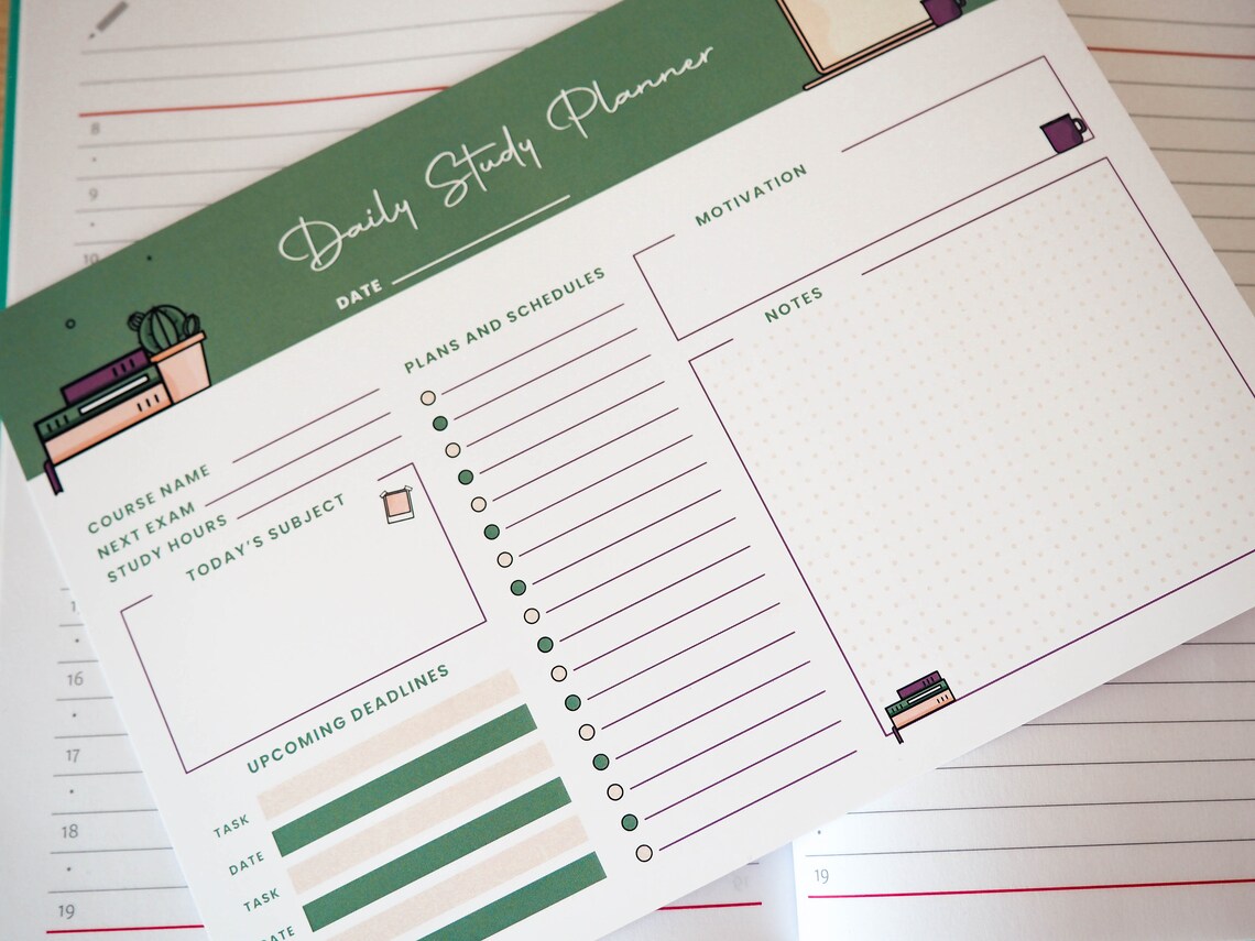Printable Daily Study Planner/academic Planner/undated/daily to Do ...