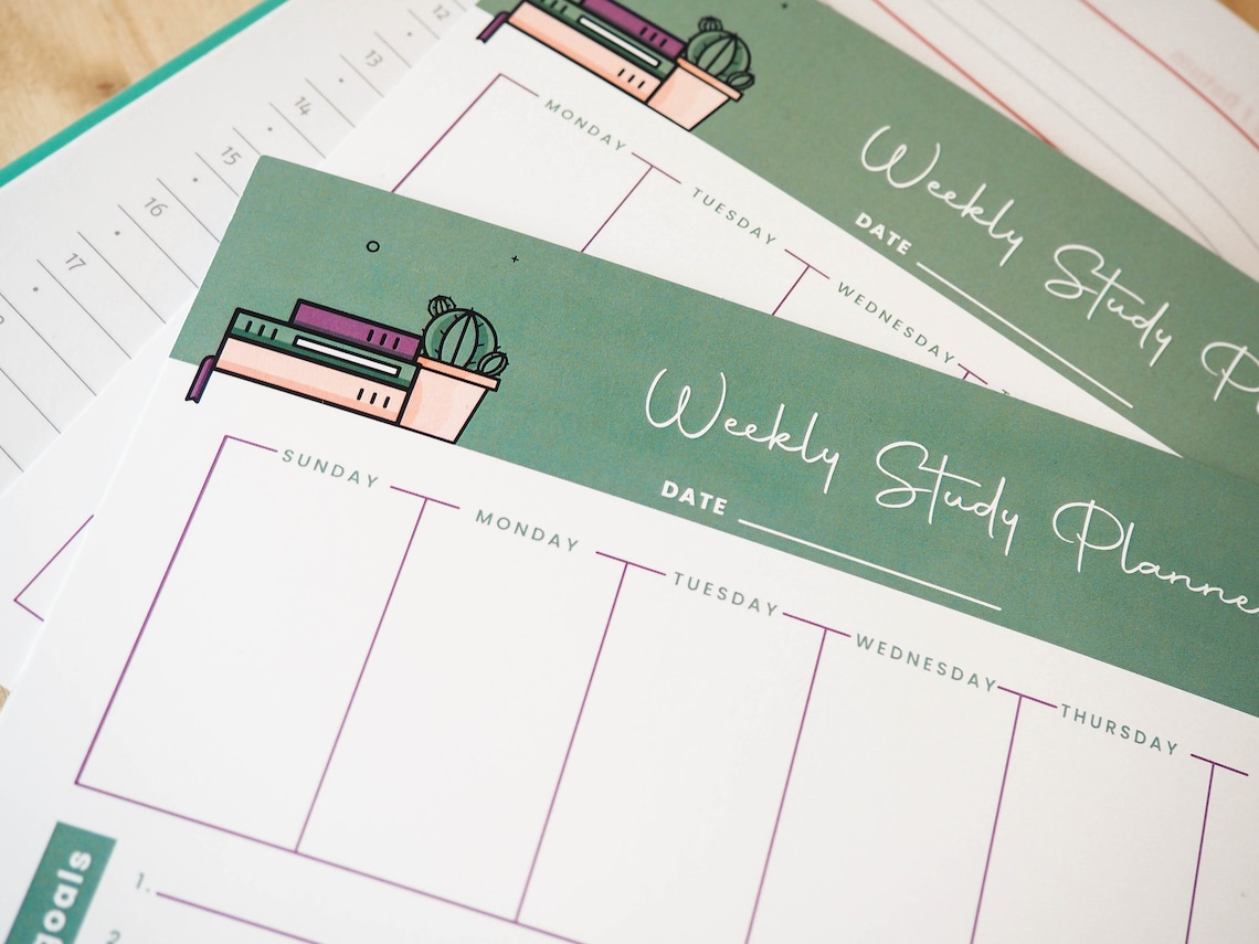 Printable Weekly Study Planner/academic Planner 2021-2022/undated/desk Weekly Planner ...