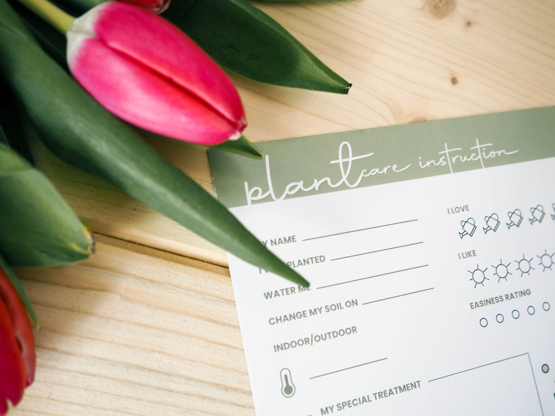 printable-plant-care-card-garden-journal-houseplant-care-plant-etsy