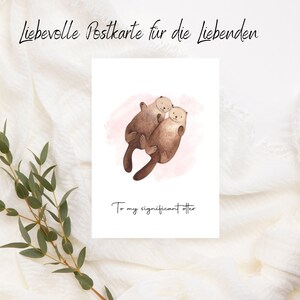 Postal amorosa de pareja de nutrias para enamorados, Para mi importante nutria, postal, postal amorosa