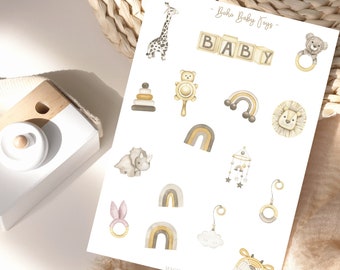 Boho Baby Toys Stickers, Baby Stickers, Boho Baby, Child, Photo Album, for Planning & Decorating, Baby Shower Stickers, Baby Sticker Set