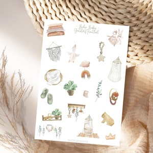Boho neutrale stickers, plannerstickers, Boho baby, kind, fotoalbum, voor planning en decoratie, Bullet Journal, babyshowerstickers, neutraal