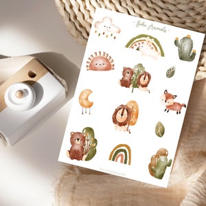 Autocollants animaux bohèmes mignons, ensemble d'autocollants animaux de la forêt pour album bébé, album photo bohème, enfant, planification et décoration, ensemble d'autocollants, baby shower