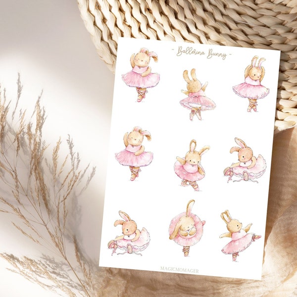 Ballerina Bunny  Stickers, Planner Stickers, Süße Ballerina Bunny Sticker, Kind, Fotoalbum Planen & Dekorieren, Bullet Journal,Babyshower