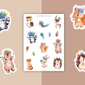 Niedliche Tribal Animals Stickers, Babyalbum Waldtiere und Safari Stickers Set, Boho Baby, Kind, Fotoalbum,Dekorieren,Sticker Set,Babyshower