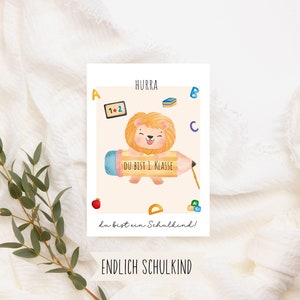 Karte zur Einschulung, Glückwünsche zur Einschulung und  zum erster Schultag, Schulstart, Endlich Schulkind,zum Schulanfang, Schulkind 2024
