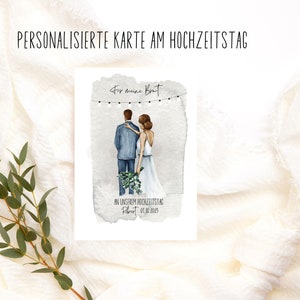 Carte postale de mariage personnalisée et aimante pour mon marié et ma mariée le jour de notre mariage, mon mari, ma femme