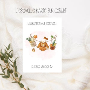 Carte de naissance affectueuse "Bienvenue au monde" Bébé Fille, carte de naissance, carte de félicitations pour la naissance, carte pour la naissance