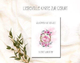 Loving card for the birth "Welcome to the world" Baby Girl, birth card, congratulations card for the birth, card for the birth, congratulations baby