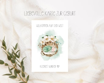 Loving birth card "Welcome to the world" Baby Girl and Baby Boy, birth card, congratulations card for birth, card for birth