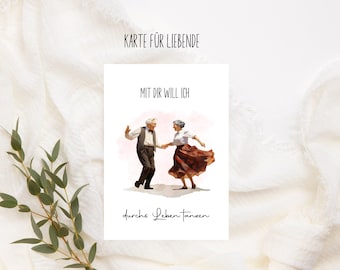 I want to dance through life with you, Loving Valentine's Day Postcard Forever Us, Greeting Card, Love, Valentine's Day